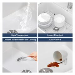 Lordear White Drop-in Single Bowel Fireclay Farmhouse Sink