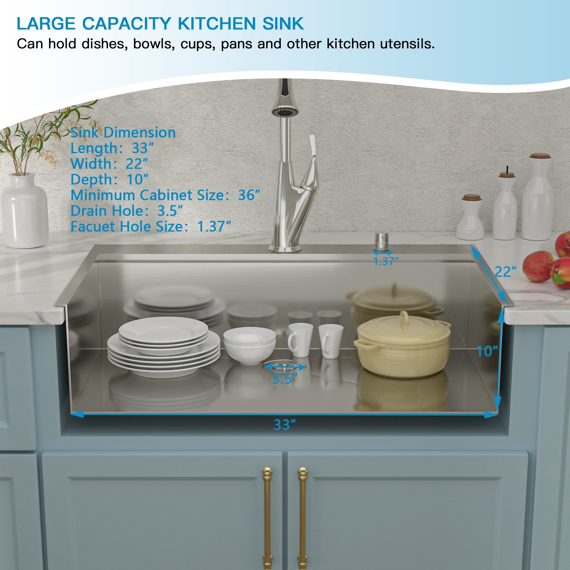 Lordear Stainless Steel Drop-In Single Bowl Workstation Kitchen Sink from Lordear