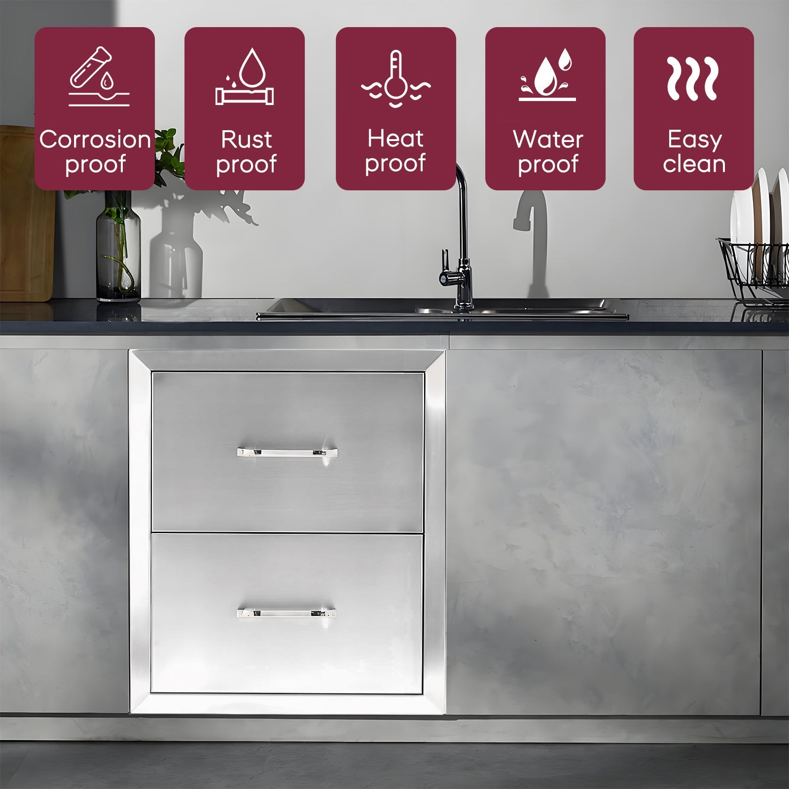 Double Drawer cabinets for outdoor kitchens or courtyards from Lordear