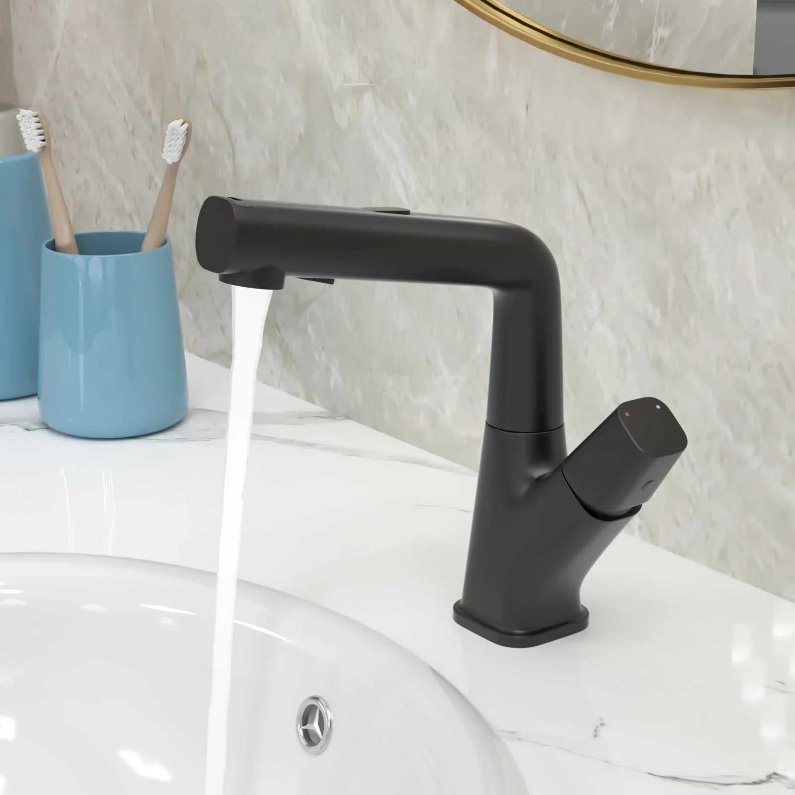 Lordear Stainless Steel 3 Modes 360° Rotating Pull Down Sprayer Bathroom Faucet  from Lordear