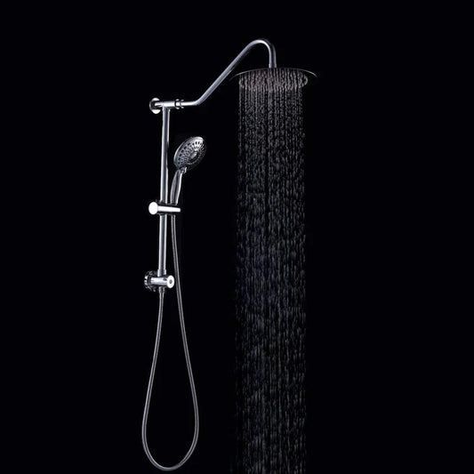 Lordear 10'' Stainless steel Wall Mounted Round High Pressure Shower Head with Handheld Shower and Adjustable Slide Bar