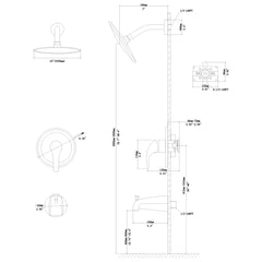 Lordear 10'' Stainless Steel Wall Mounted Round Rainfall Shower Head with Bathroom Faucet