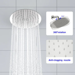 Lordear 10'' Stainless Steel Wall Mounted Round Rainfall Shower Head with Bathroom Faucet