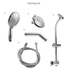 Lordear 5'' Stainless Steel Wall Mounted 5-Setting Round Rainfall Shower Head