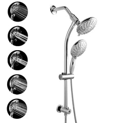 Lordear 5'' Stainless Steel Wall Mounted 5-Setting Round Rainfall Shower Head
