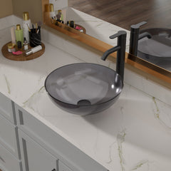 Lordear 16'' x 16'' Tempered Glass Vessel Bathroom Sink with Pop up Drain from Lordear