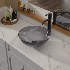 Lordear 16'' x 16'' Tempered Glass Vessel Bathroom Sink with Pop up Drain from Lordear