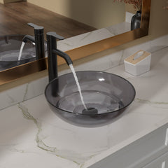 Lordear 16'' x 16'' Tempered Glass Vessel Bathroom Sink with Pop up Drain from Lordear
