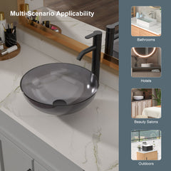 Lordear 16'' x 16'' Tempered Glass Vessel Bathroom Sink with Pop up Drain from Lordear