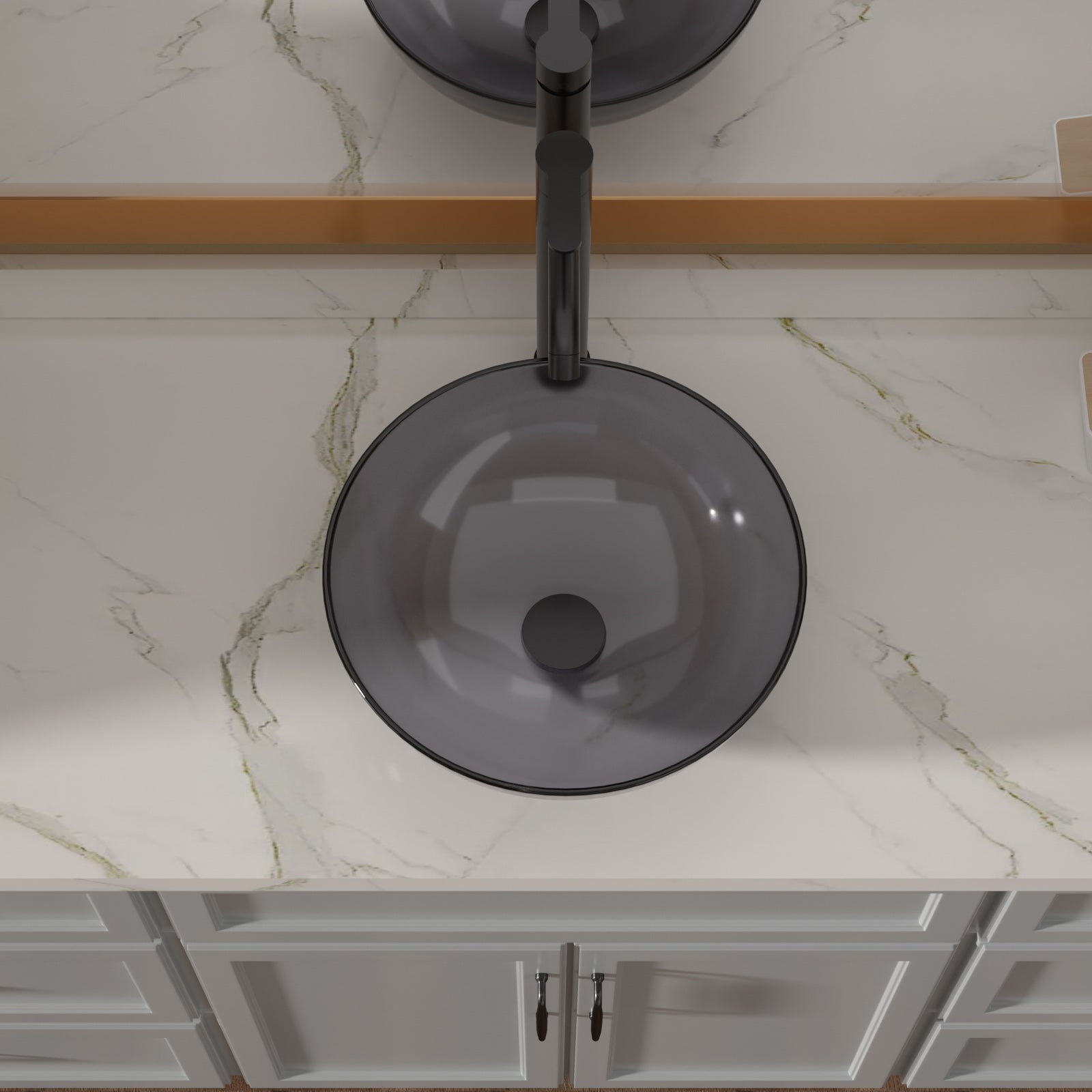 Lordear 16'' x 16'' Tempered Glass Vessel Bathroom Sink with Pop up Drain from Lordear