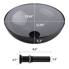 Lordear 16'' x 16'' Tempered Glass Vessel Bathroom Sink with Pop up Drain from Lordear