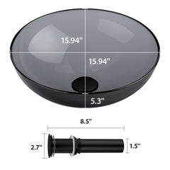 Lordear 16'' x 16'' Tempered Glass Vessel Bathroom Sink with Pop up Drain from Lordear