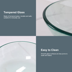 Lordear 14'' x 14'' Clear Tempered Glass Vessel Bathroom Sink with Pop-up Drain from Lordear
