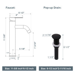 Lordear Tempered Glass Rectangular Matte Black Vessel Bathroom Sink with Faucet and Drain from Lordear