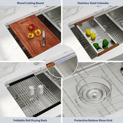 Lordear 33'' x 22'' Apron Front Double Bowl Stainless Steel Farmhouse Sink
