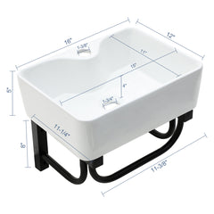 Lordear 16'' x 12'' White Ceramic Wall Mounted Bathroom Sink with Towel Rack
