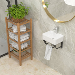 Lordear 16'' x 12'' White Ceramic Wall Mounted Bathroom Sink with Towel Rack