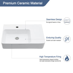 Lordear 23.25'' x 16.5'' White Ceramic Wall Mounted Bathroom Sink with Towel Rack