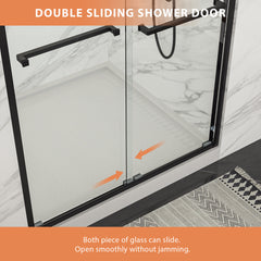 Lordear 48'' W X 76'' H Framed Clear Tempered Glass Bypass Sliding Shower Door