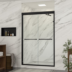 Lordear 48'' W X 76'' H Framed Clear Tempered Glass Bypass Sliding Shower Door