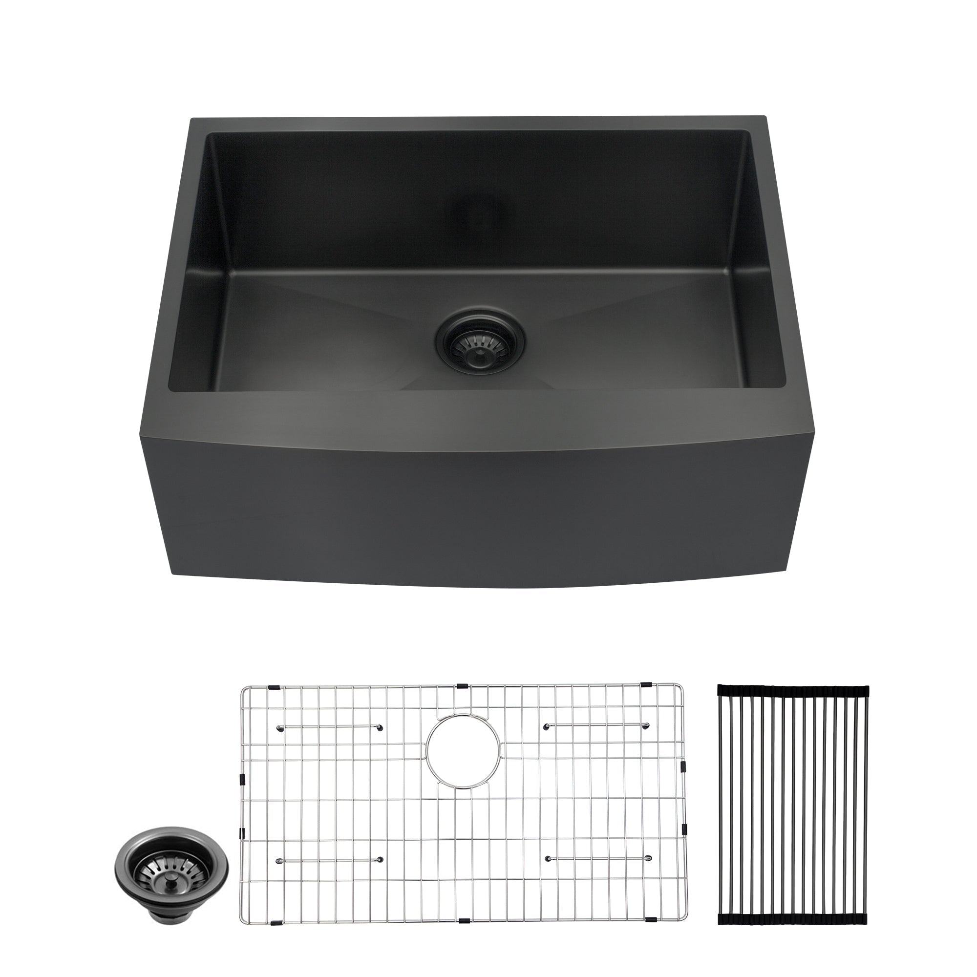 Lordear 24'' x 21'' Stainless Steel Gunmetal Black Apron Front Farmhouse Kitchen Sink from Lordear
