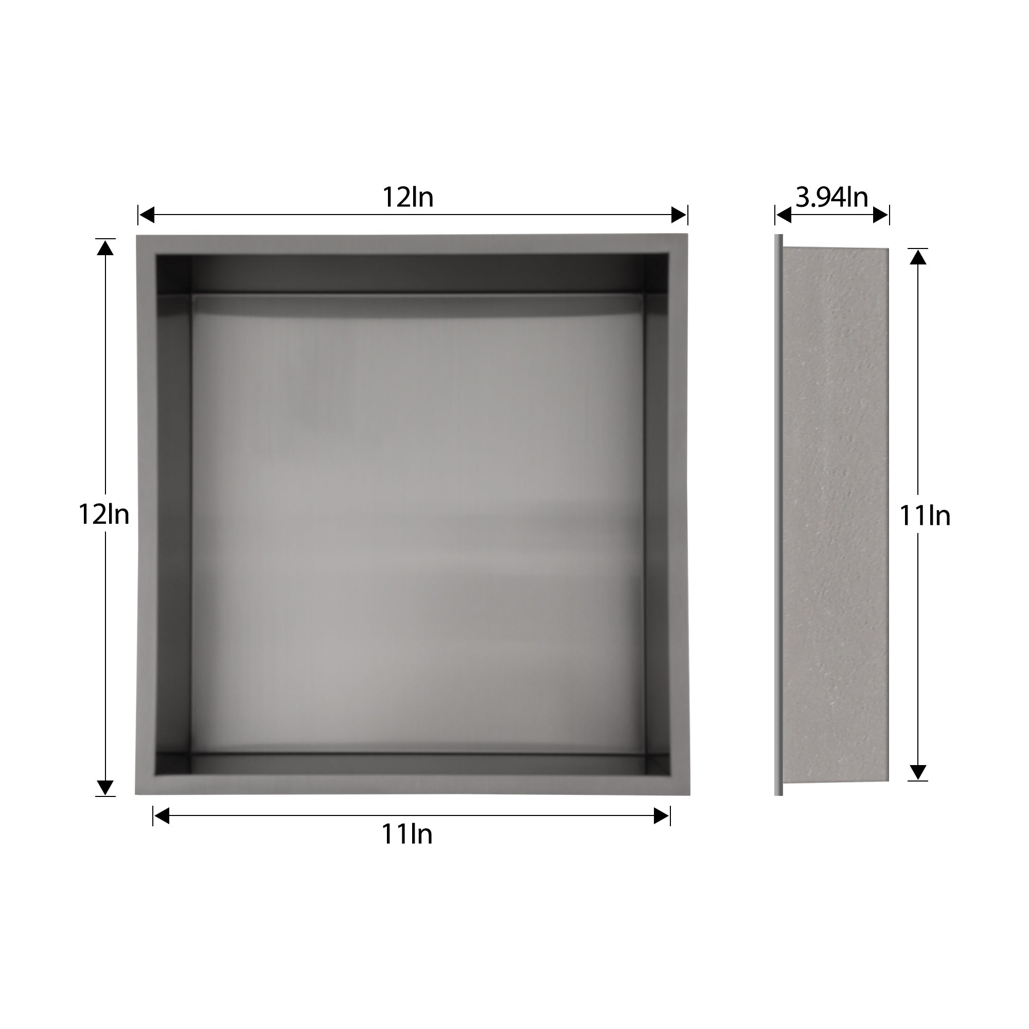 Lordear 12" x 12" Stainless Steel Bathroom Square Recessed Wall Niche from Lordear
