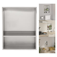 Lordear 21'' x 17'' Rectangle Double Built-in Stainless Steel Shower Niche