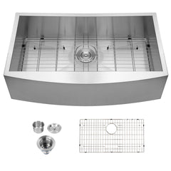 Lordear 36'' Undermount Single Bowl Stainless Steel Farmhouse Sink