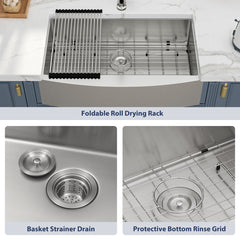 Lordear 36'' Undermount Single Bowl Stainless Steel Farmhouse Sink