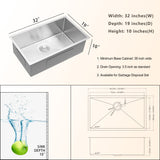Lordear 32/33 Inch Undermount Sink Single Bowl Sink 16 Gauge Stainless Steel Kitchen Sink