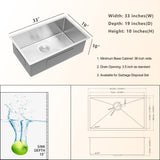Lordear 32/33 Inch Undermount Sink Single Bowl Sink 16 Gauge Stainless Steel Kitchen Sink from Lordear