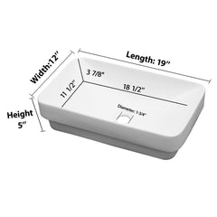 Lordear 19'' x 12'' White Ceramic Semi Recessed Rectangular Bathroom Vessel Sink