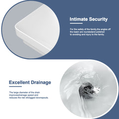 Lordear 19'' x 12'' White Ceramic Semi Recessed Rectangular Bathroom Vessel Sink