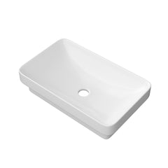 Lordear 19'' x 12'' White Ceramic Semi Recessed Rectangular Bathroom Vessel Sink