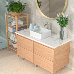 Lordear 15'' x 15'' White Ceramic Drop-in Square Bathroom Vessel Sink