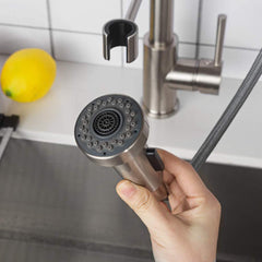 Lordear Brushed Nickel Single Handle Pull Down Brass Kitchen Faucet