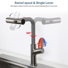 Lordear Four-Function Pull-Down Sprayer Stainless Steel Kitchen Faucet