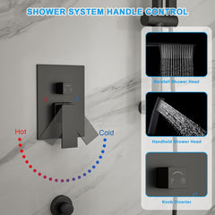 Lordear Stainless Steel Wall Mounted Shower System Faucet Set-High Pressure