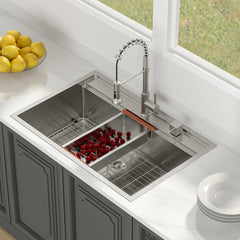 Lordear 33'' x 22'' Drop-in Single Bowl Stainless Steel Workstation Kitchen Sink