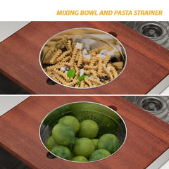 Lordear 39 Inch Drop In Kitchen Sink Multifunctional Workstation Large Bowl 39x22 Topmount Kitchen Sink 16 Gauge Stainless Steel 60/40 Double Bowl Basin with Mixing Bowls