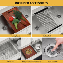 Lordear 39 Inch Drop In Kitchen Sink Multifunctional Workstation Large Bowl 39x22 Topmount Kitchen Sink 16 Gauge Stainless Steel 60/40 Double Bowl Basin with Mixing Bowls