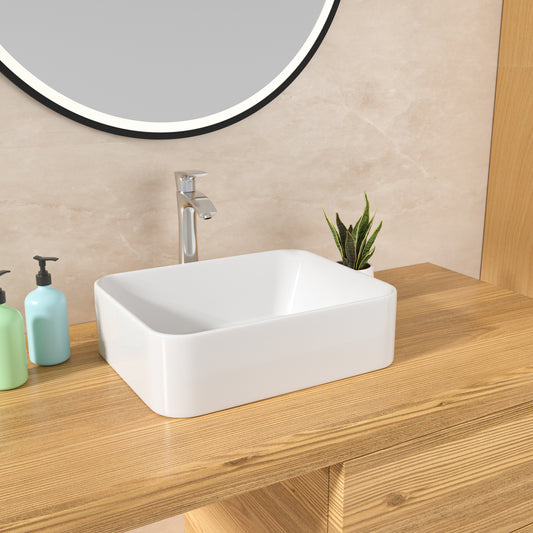 Lordear 19x15 Inch White Bathroom Vessel Sink