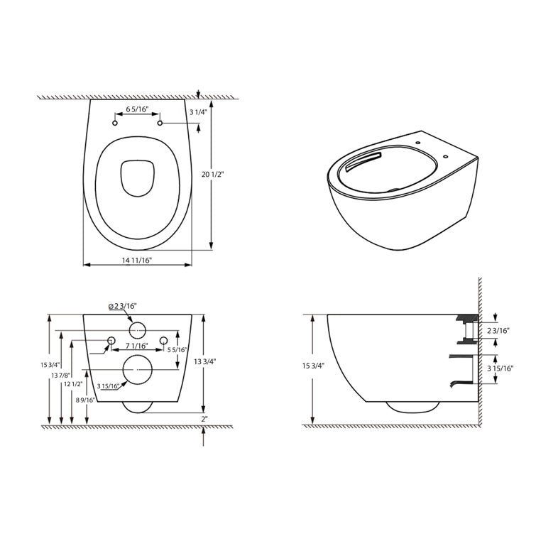 Lordear Ceramic White Round Mounted Wall Hung Toilet  from Lordear