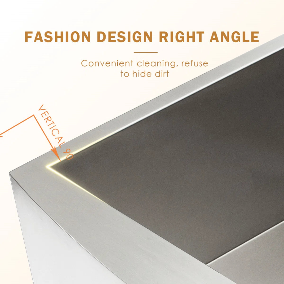 Lordear Rectangular sink with a right-angle design, highlighting convenience for cleaning.