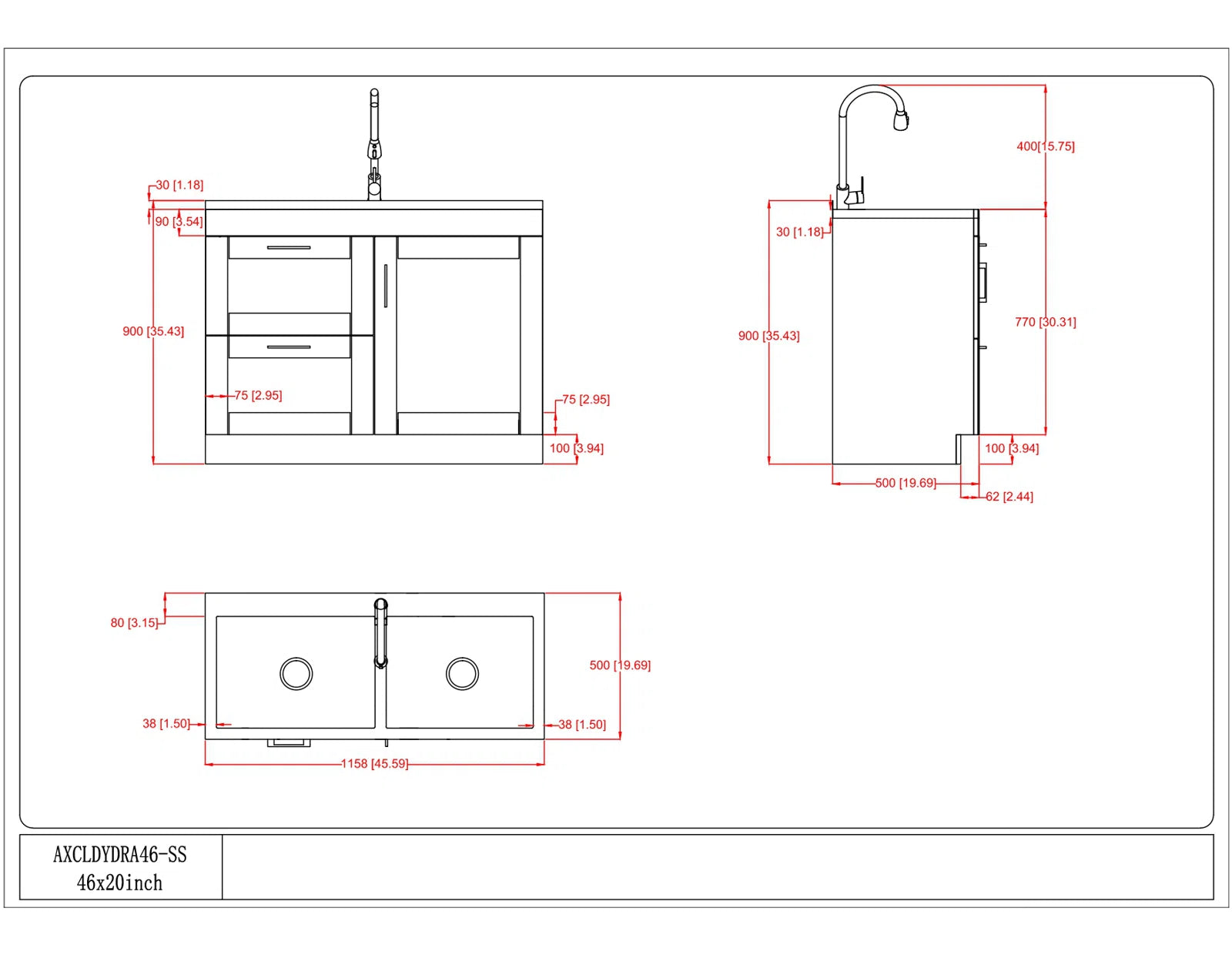Modern Wide Shaker All-in-One 46-inch Laundry Utility Sink & Cabinet in Pure White from Lordear