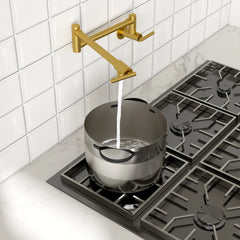 Lordear Wall Mount Folding Double Joint Swing Arms Stainless Steel Kitchen Faucet