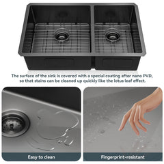 Lordear 33" Stainless Steel Double Bowl Gunmetal Black Kitchen Sink  from Lordear