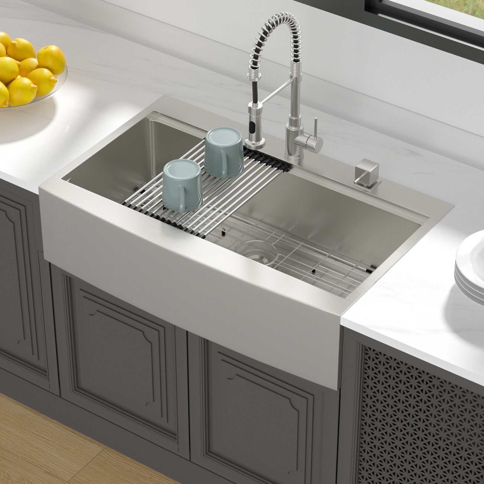 Lordear 33" Stainless Steel Topmount Single Bowl Farmhouse Workstation Kitchen Sink from Lordear