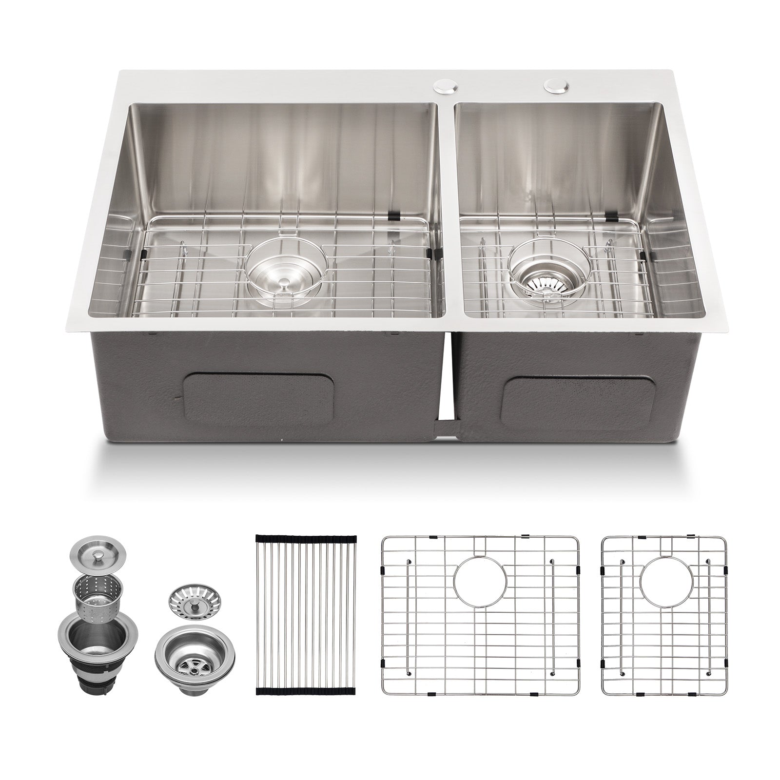 Lordear 33" Stainless Steel Drop-in Double Bowl Kitchen Sink from Lordear