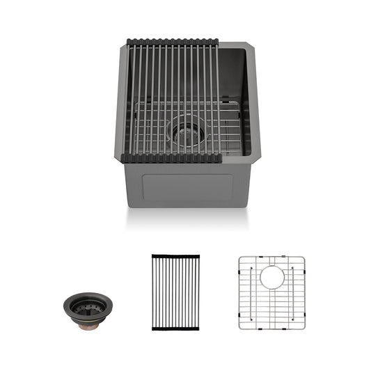 Lordear 15'' x 17'' Undermount Single Bowl Stainless Steel Bar Sink